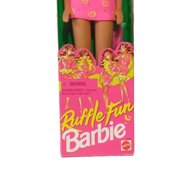 Ruffle Fun Barbie #12435 Dark Hair Vintage 1994 NRFB Doll-Mint Box-Very Good - Picture 3 of 10